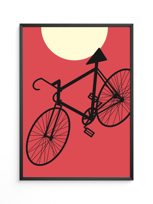 Fahrrad Sonne Roter Hintergrund