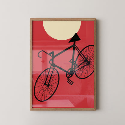 Fahrrad Sonne Roter Hintergrund
