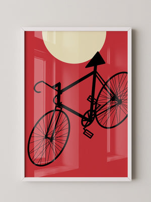 Fahrrad Sonne Roter Hintergrund