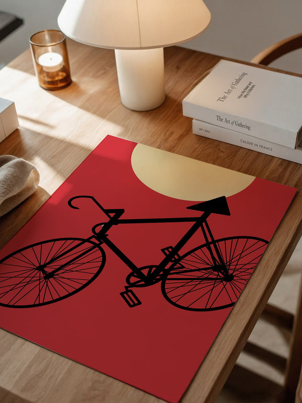 Fahrrad Sonne Roter Hintergrund