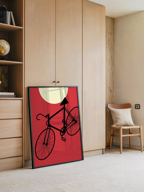 Fahrrad Sonne Roter Hintergrund