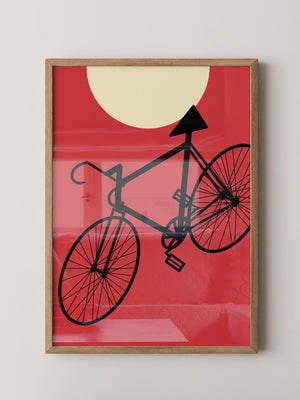 Fahrrad Sonne Roter Hintergrund