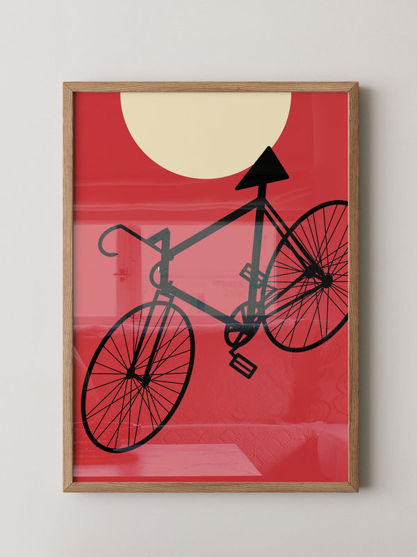 Fahrrad Sonne Roter Hintergrund
