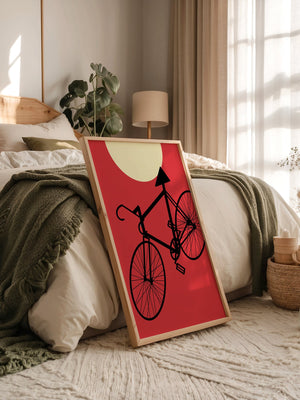 Fahrrad Sonne Roter Hintergrund
