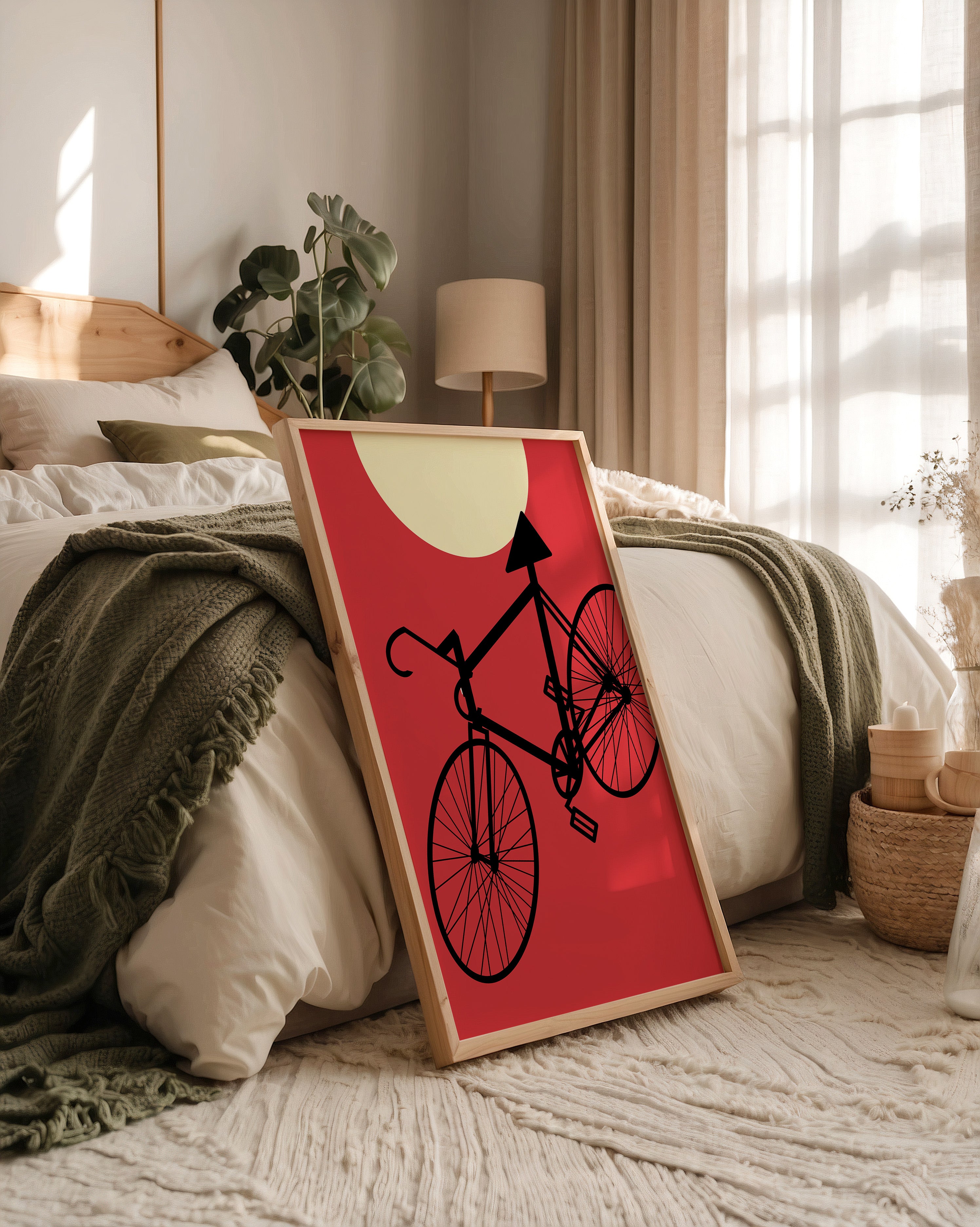 Fahrrad Sonne Roter Hintergrund