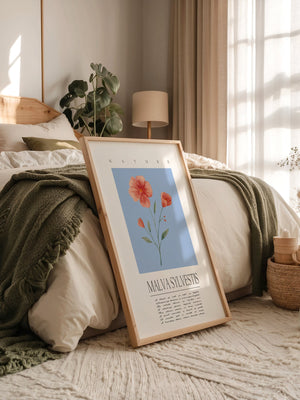 Malve Aquarell blau Hintergrund