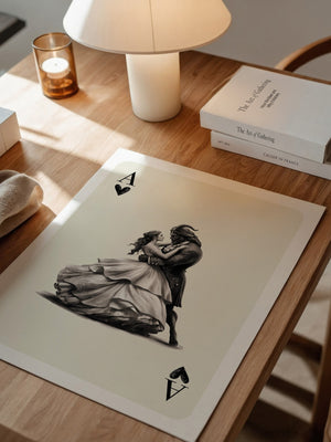 Tanzendes Paar Spielkarte S/W