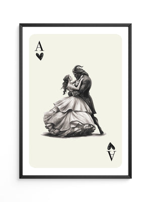 Tanzendes Paar Spielkarte S/W