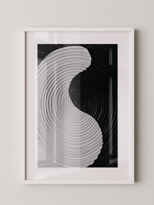 Yin Yang Wellen schwarz weiß