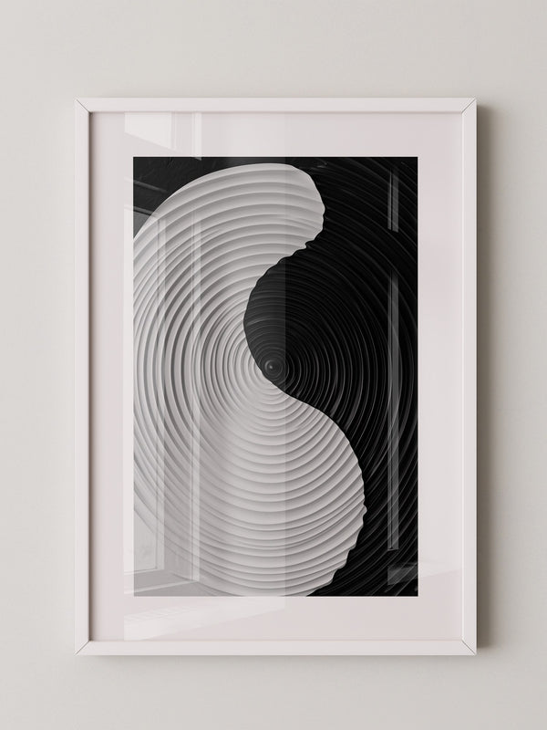 Yin Yang Wellen schwarz weiß