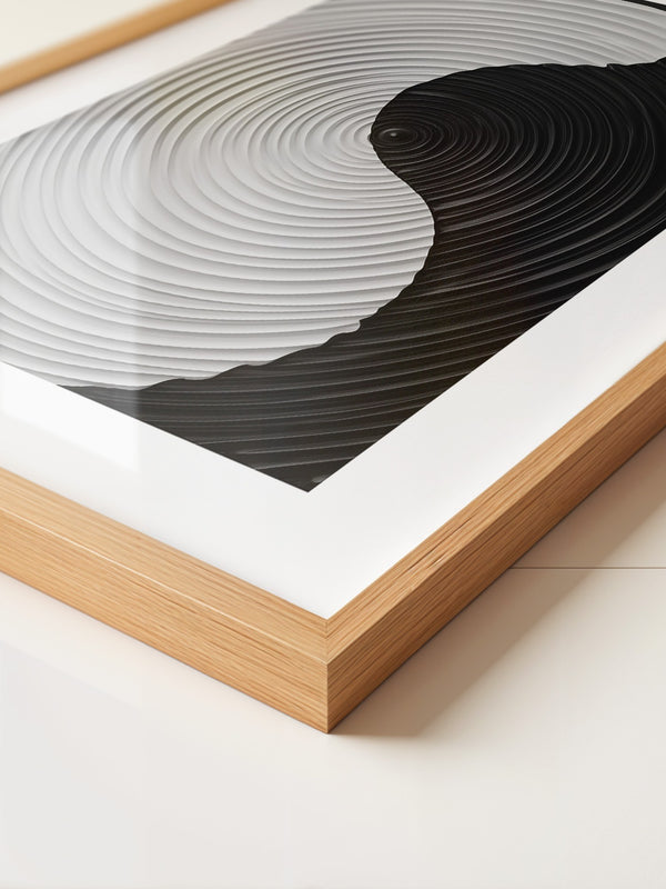 Yin Yang Wellen schwarz weiß