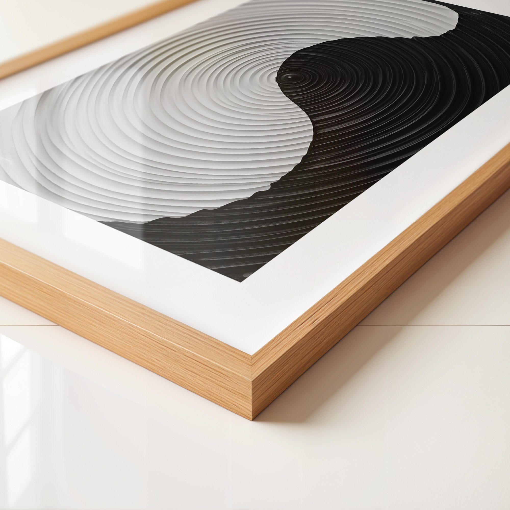 Yin Yang Wellen schwarz weiß