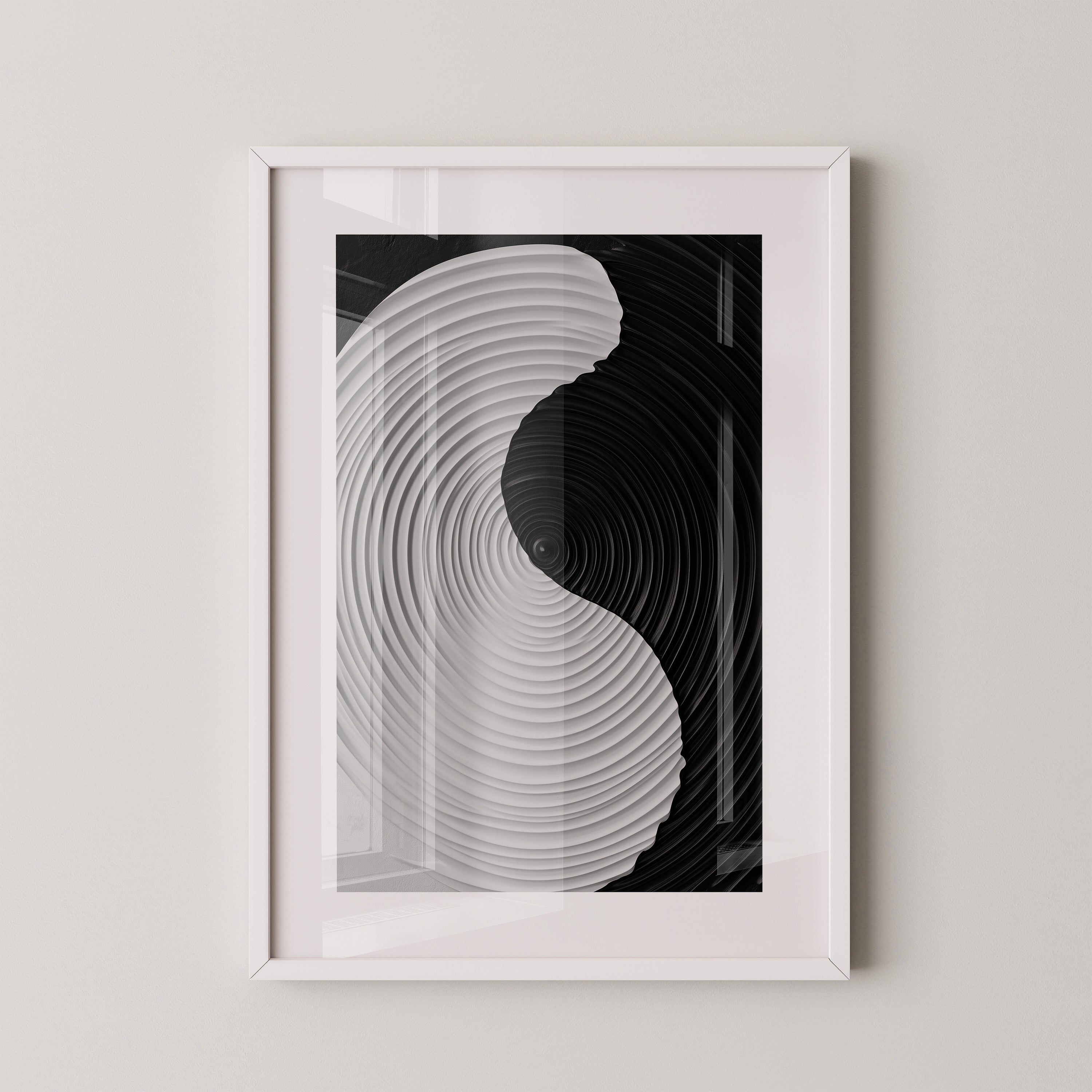 Yin Yang Wellen schwarz weiß