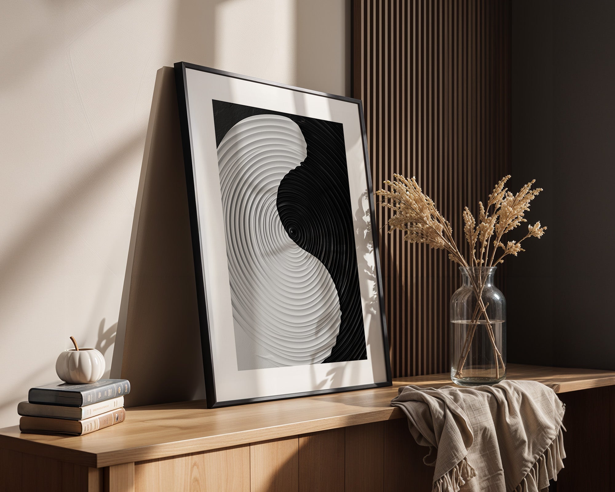 Yin Yang Wellen schwarz weiß