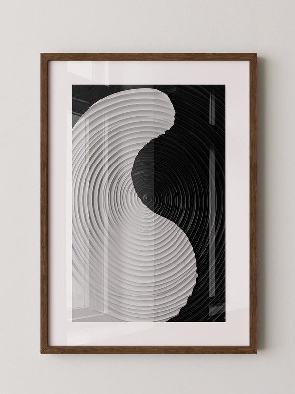 Yin Yang Wellen schwarz weiß