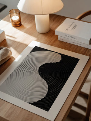Yin Yang Wellen schwarz weiß