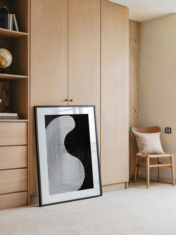 Yin Yang Wellen schwarz weiß