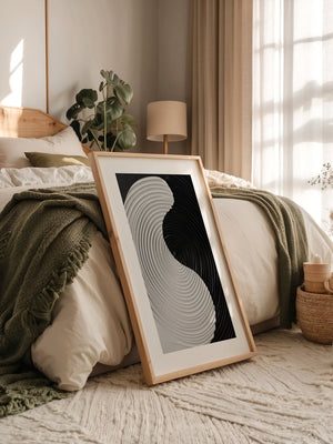 Yin Yang Wellen schwarz weiß