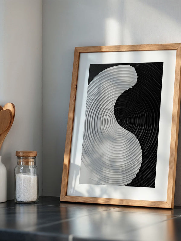 Yin Yang Wellen schwarz weiß