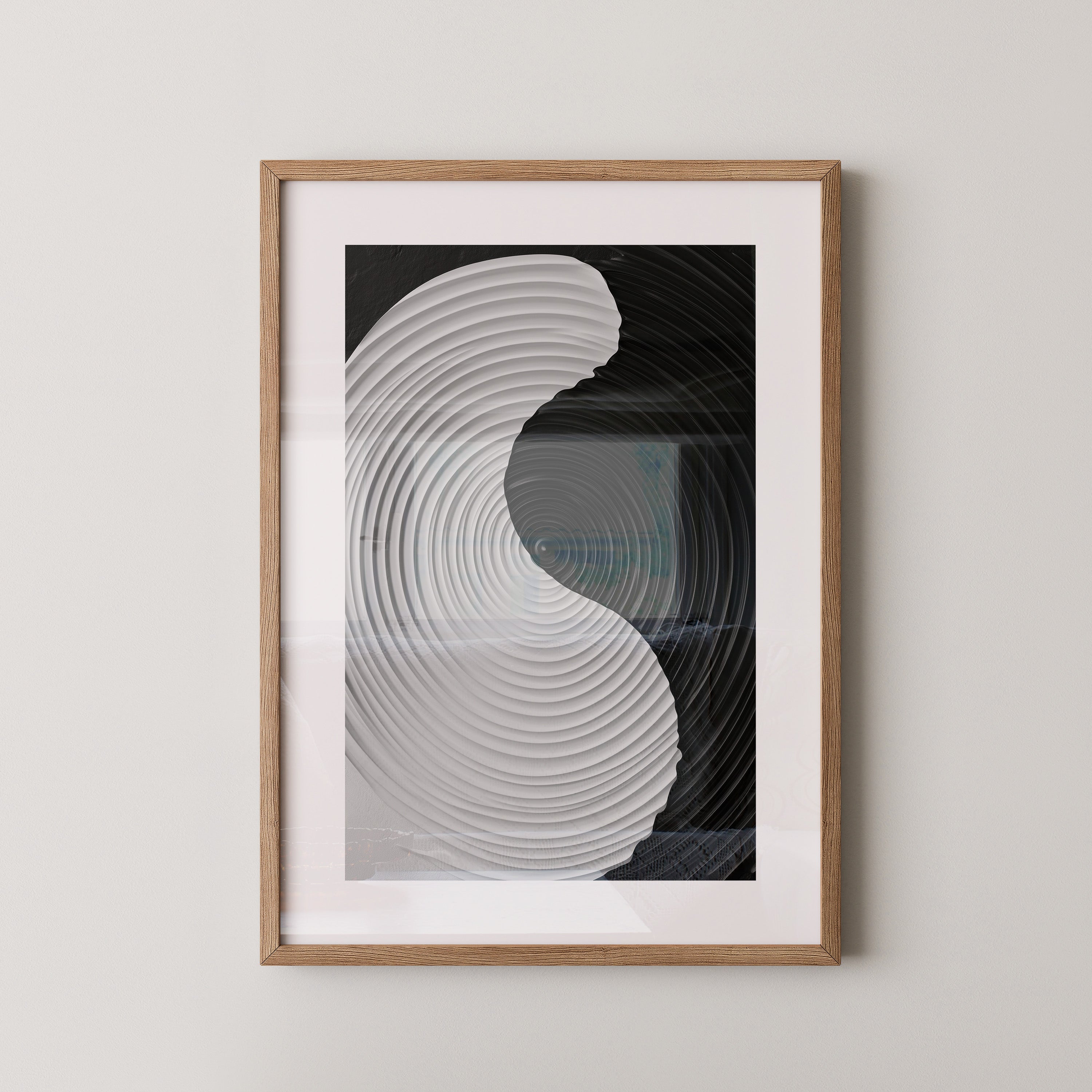 Yin Yang Wellen schwarz weiß