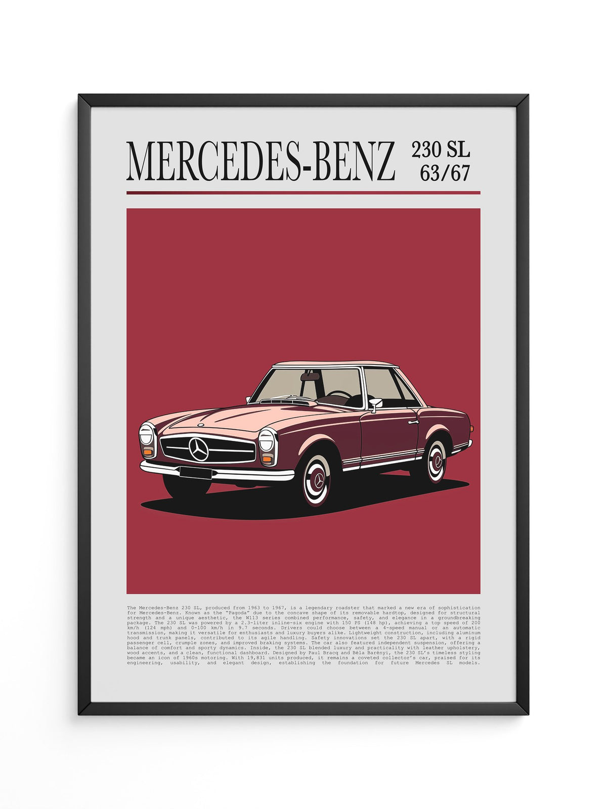 Mercedes 230 SL Illustration Retro