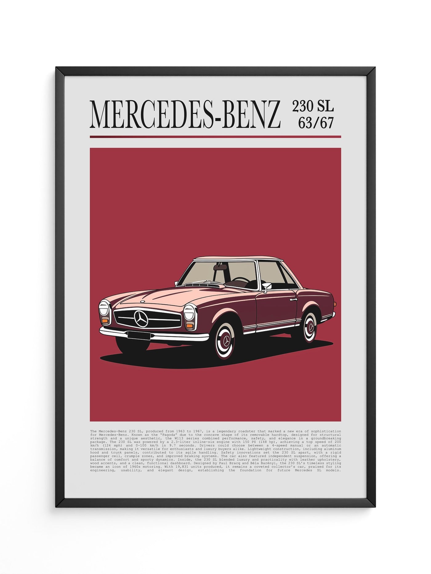 Mercedes 230 SL Illustration Retro