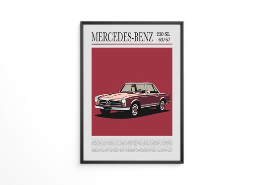 Mercedes 230 SL Illustration Retro