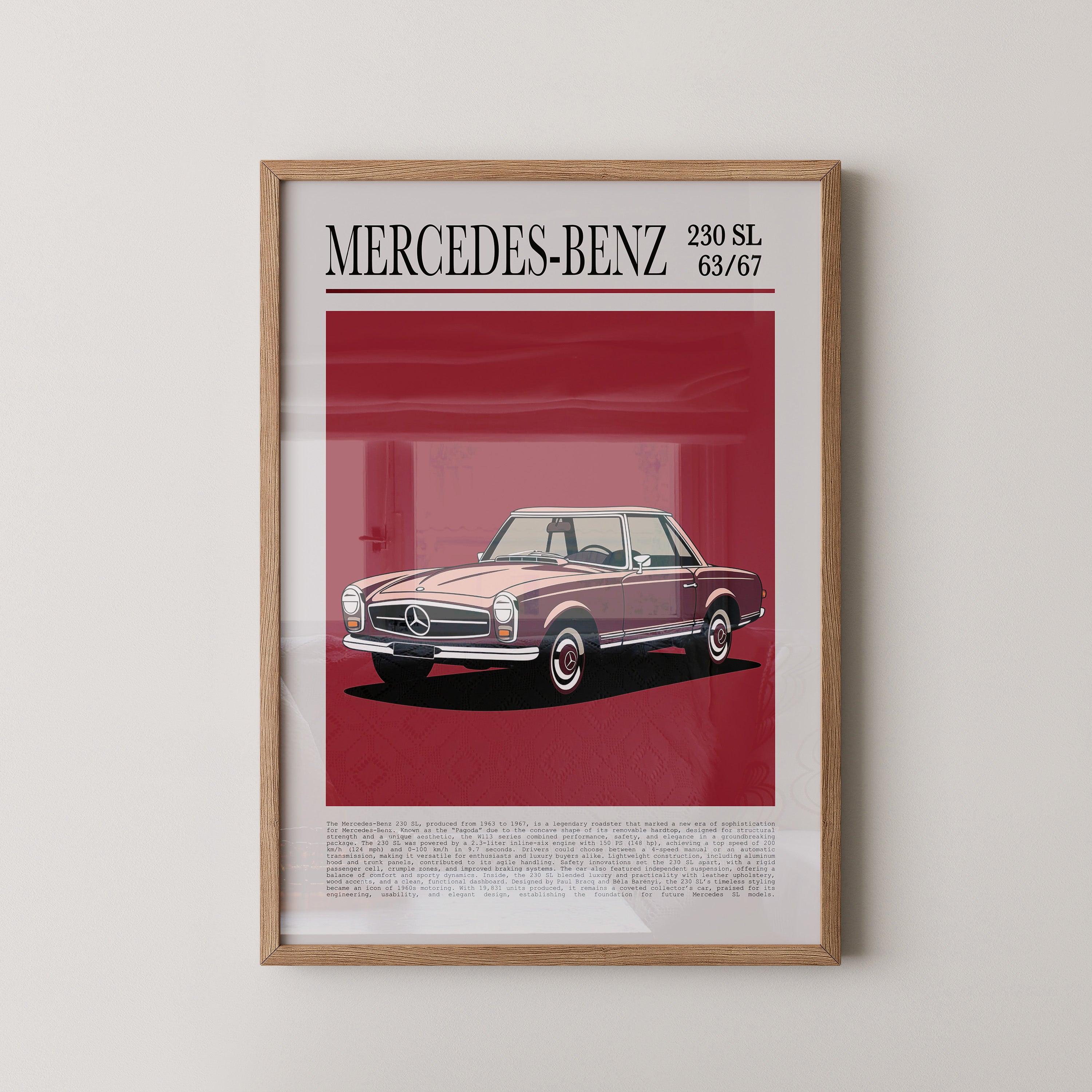Mercedes 230 SL Illustration Retro