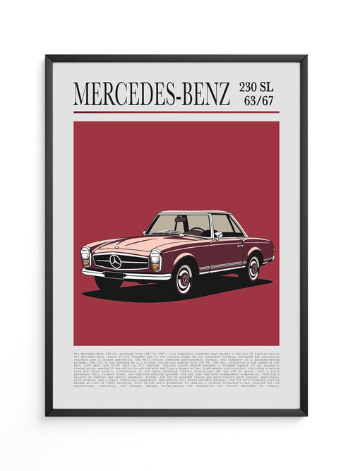 Mercedes 230 SL Illustration Retro