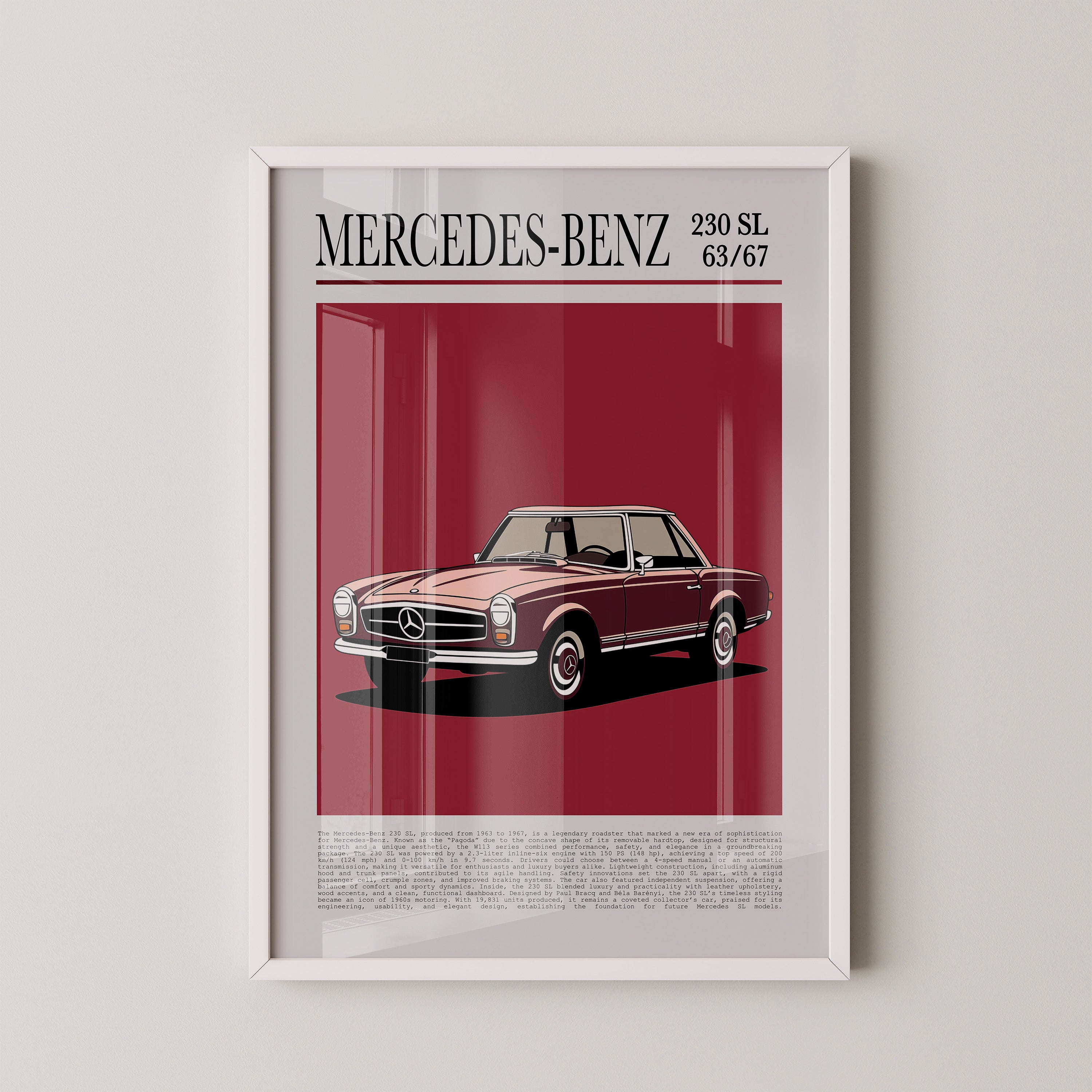 Mercedes 230 SL Illustration Retro