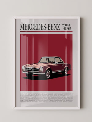 Mercedes 230 SL Illustration Retro