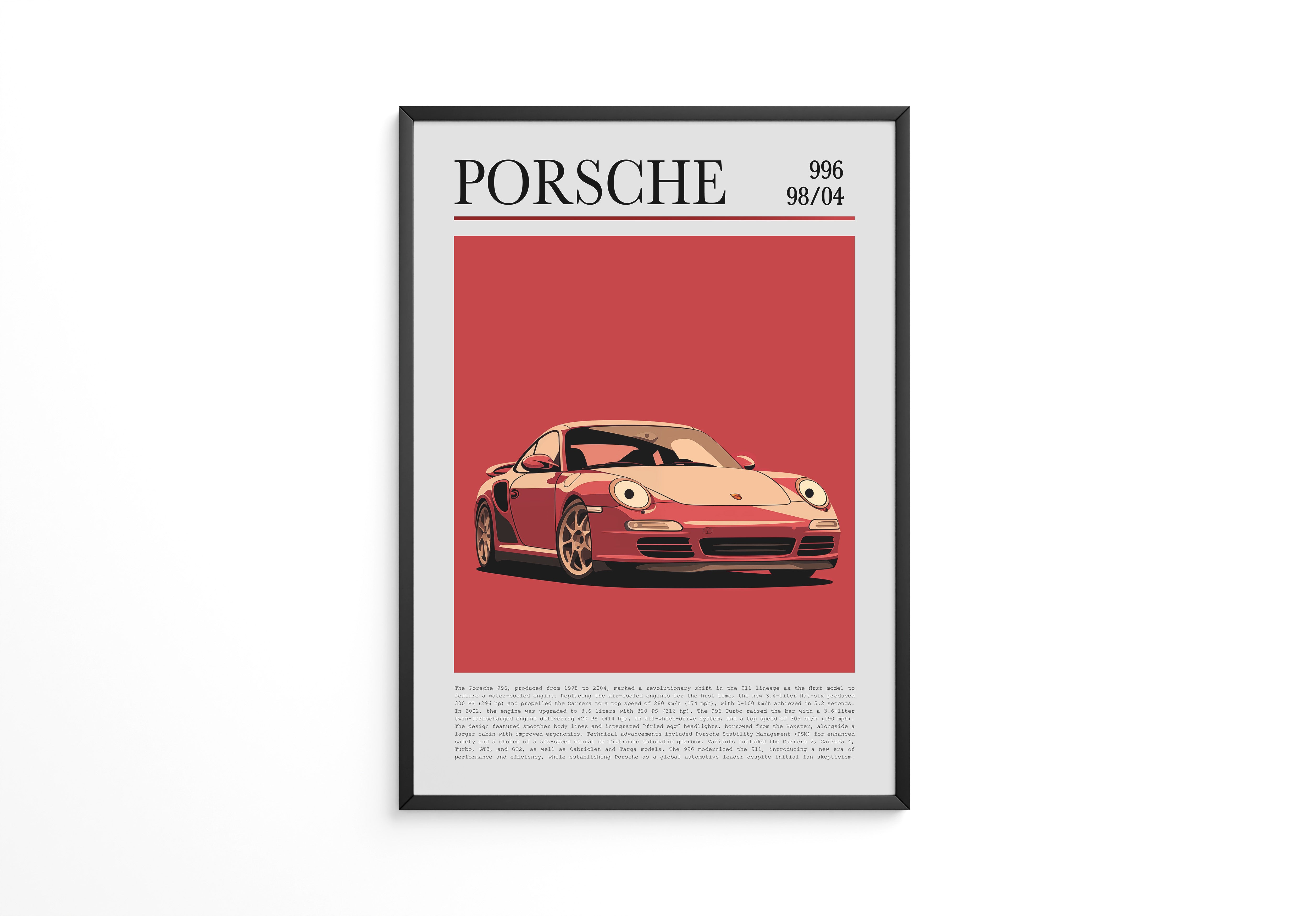 Porsche 911 Rot Cartoonstil
