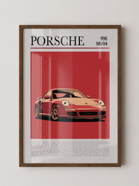 Porsche 911 Rot Cartoonstil