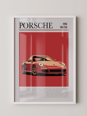 Porsche 911 Rot Cartoonstil