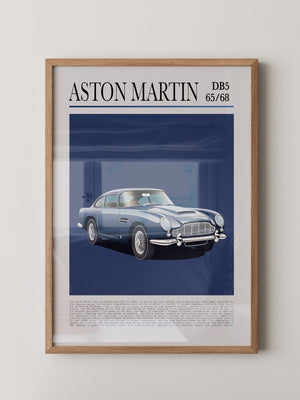 Aston Martin DB5 Illustration Blau
