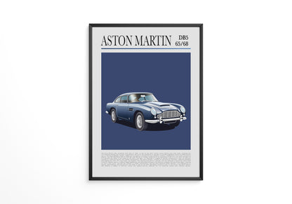 Aston Martin DB5 Illustration Blau