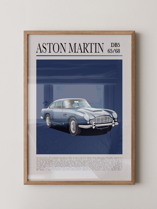 Aston Martin DB5 Illustration Blau