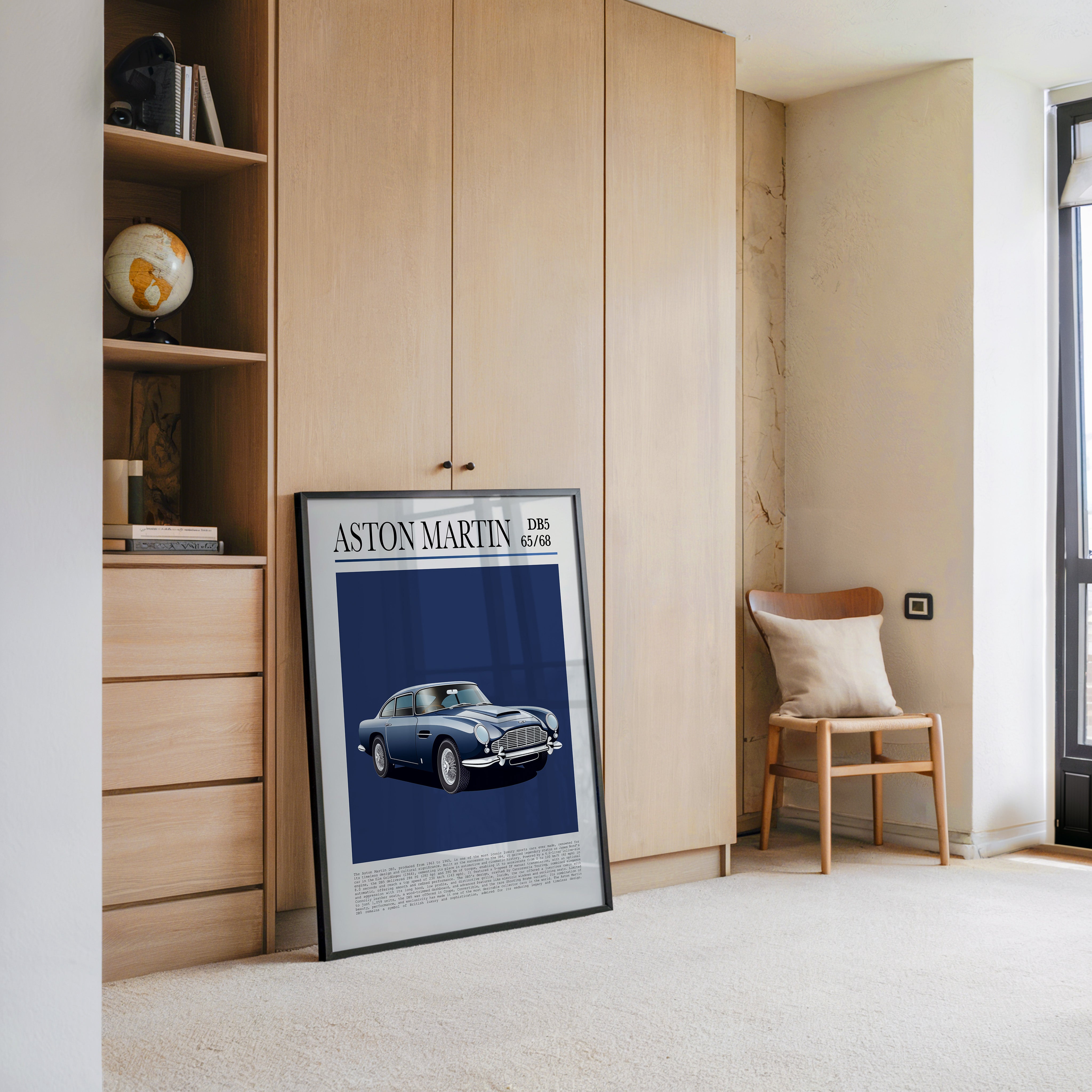 Aston Martin DB5 Illustration Blau