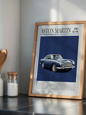 Aston Martin DB5 Illustration Blau