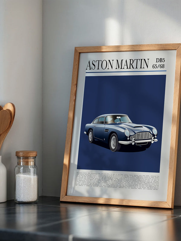 Aston Martin DB5 Illustration Blau