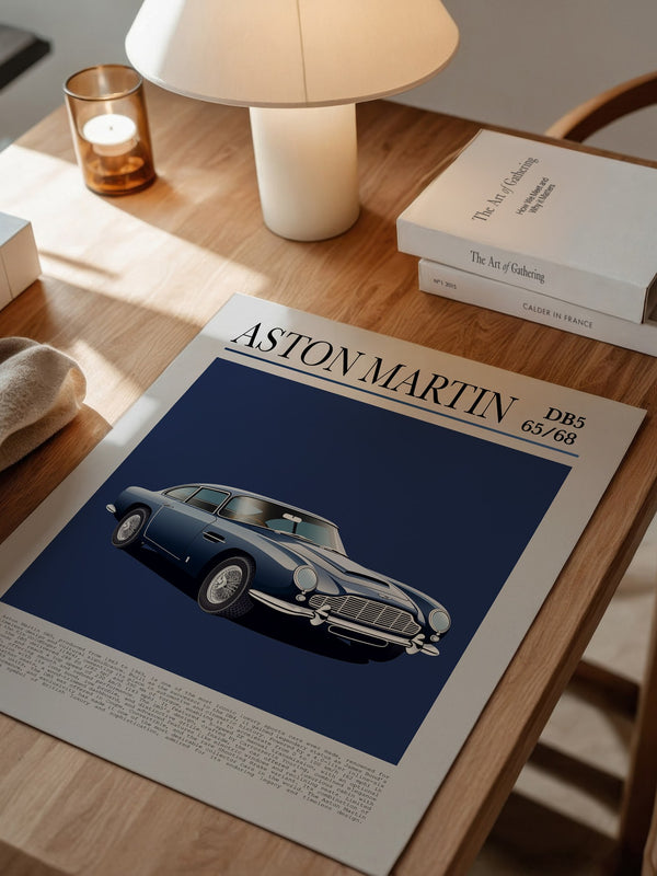 Aston Martin DB5 Illustration Blau