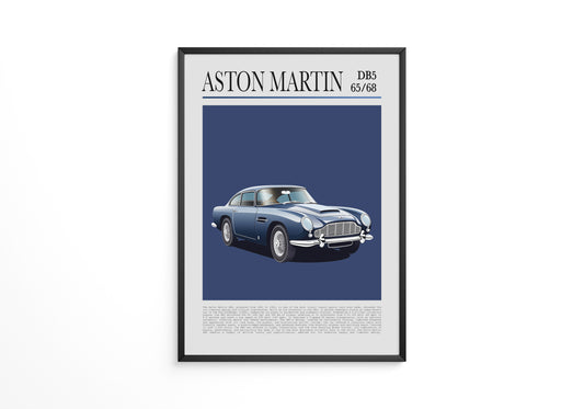 Aston Martin DB5 Illustration Blau