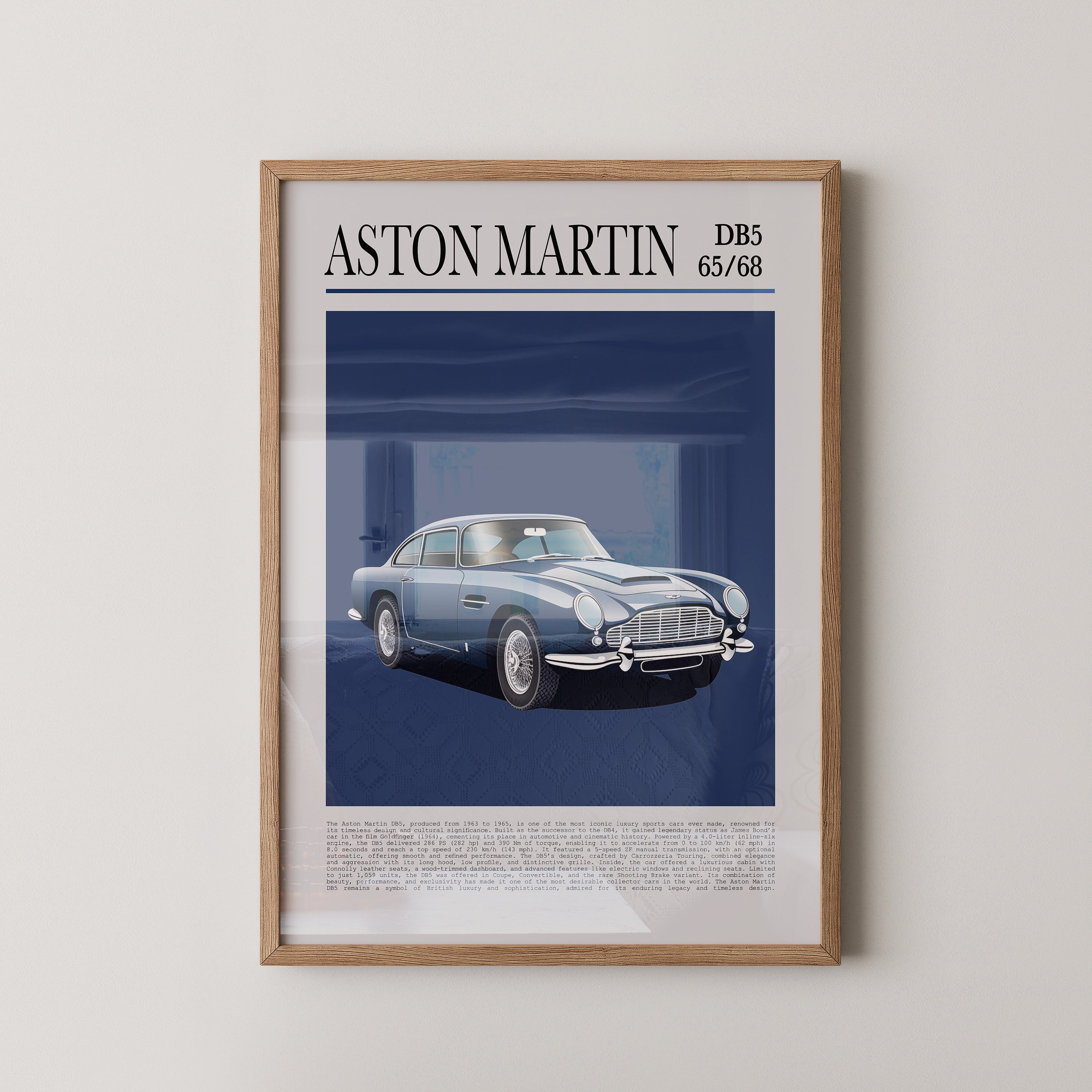 Aston Martin DB5 Illustration Blau