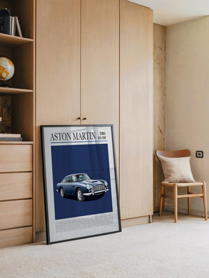 Aston Martin DB5 Illustration Blau