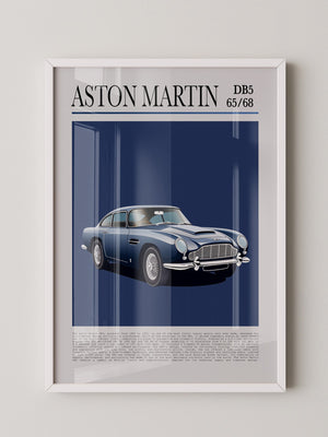 Aston Martin DB5 Illustration Blau