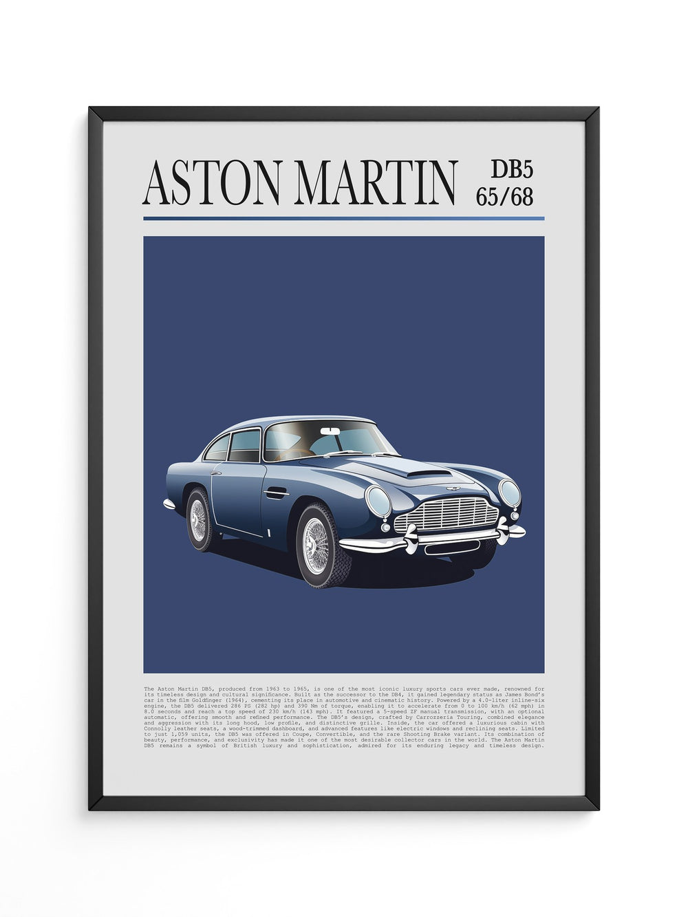 Aston Martin DB5 Illustration Blau