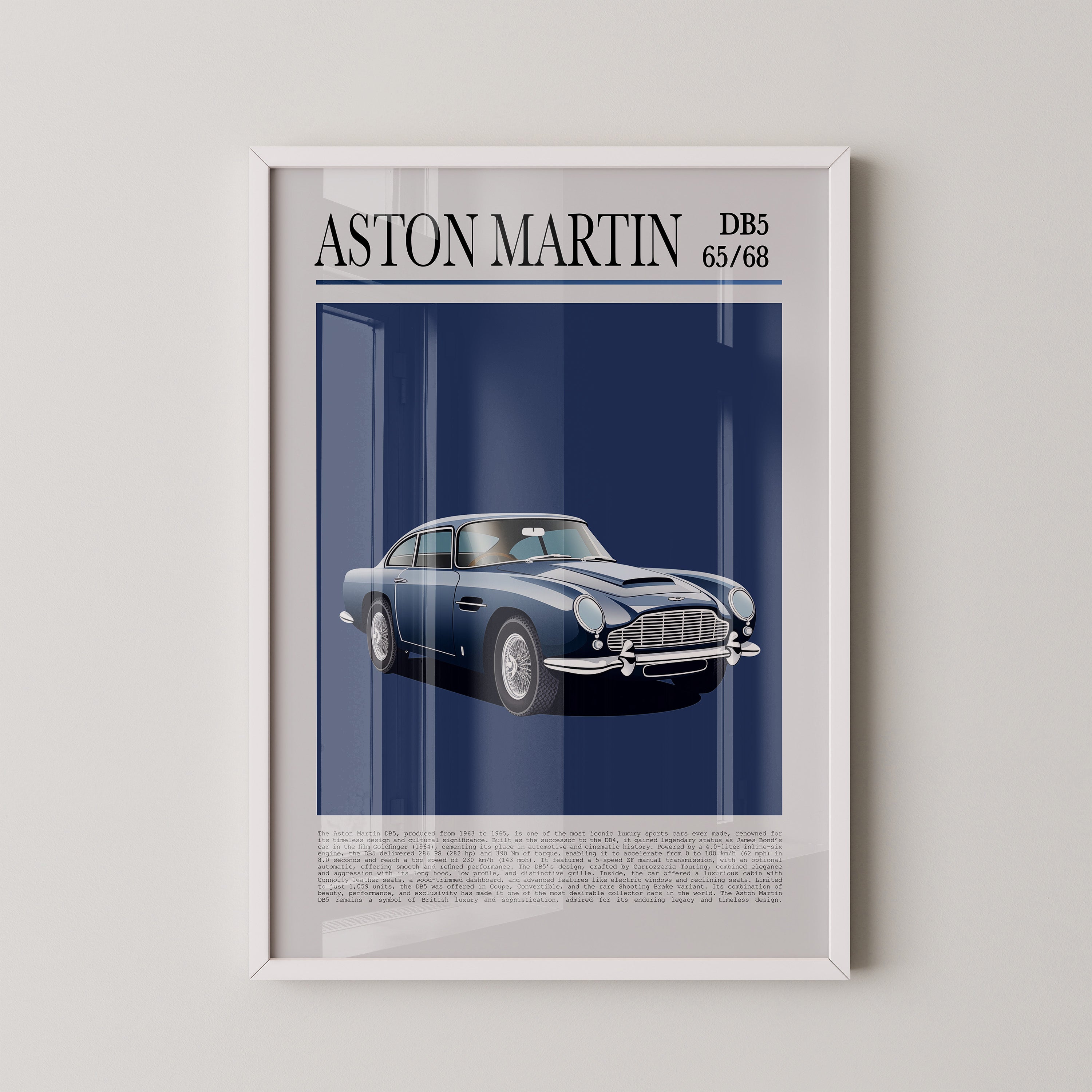 Aston Martin DB5 Illustration Blau