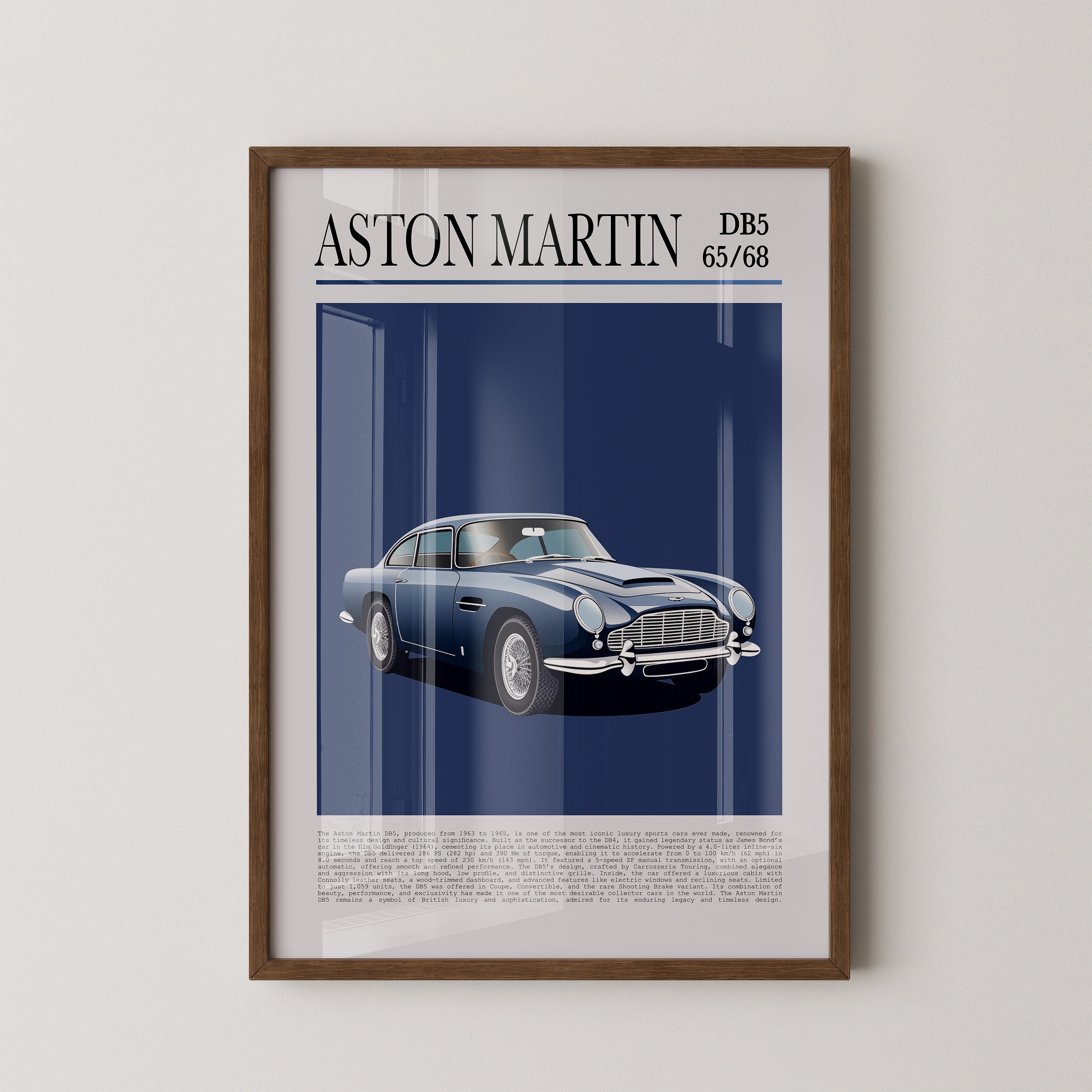 Aston Martin DB5 Illustration Blau