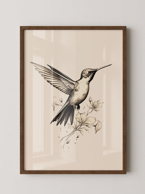 Kolibri Blumen monochrom