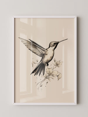 Kolibri Blumen monochrom